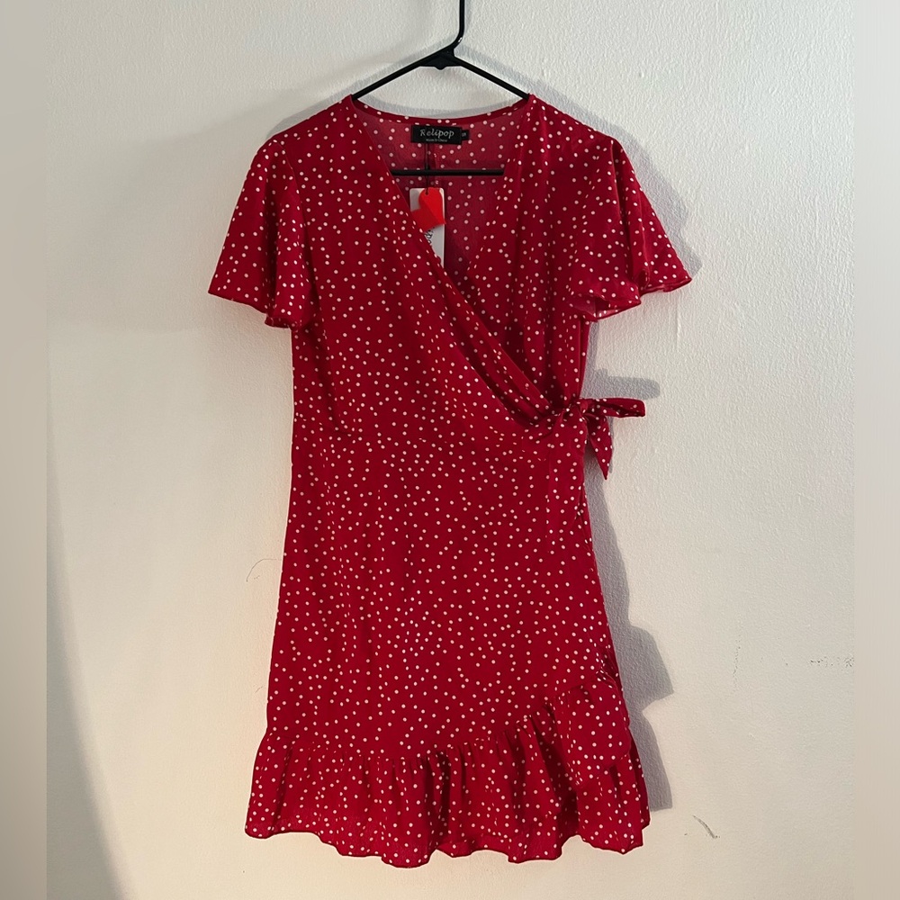 NWT Amazon Relipop, red polkadot red dress size S